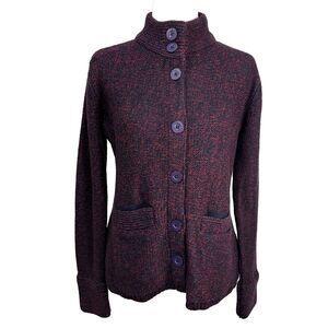 People Womens Cardigan Sweater Marled Red Navy Vtg Y2K Preppy Academia Sz M